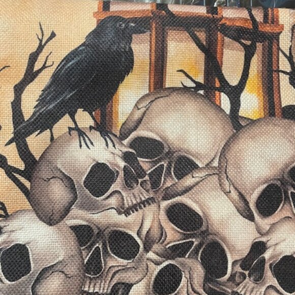 Other - Skull & Crow Gothic Table Runner – Black/Cream – NWOT